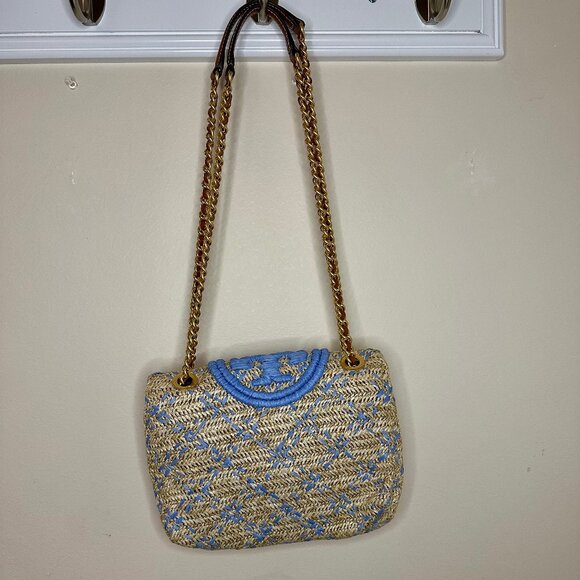 Tory Burch Fleming Soft Straw Shoulder Bag - Gold Chain, Good Condition - Picture 2 of 9